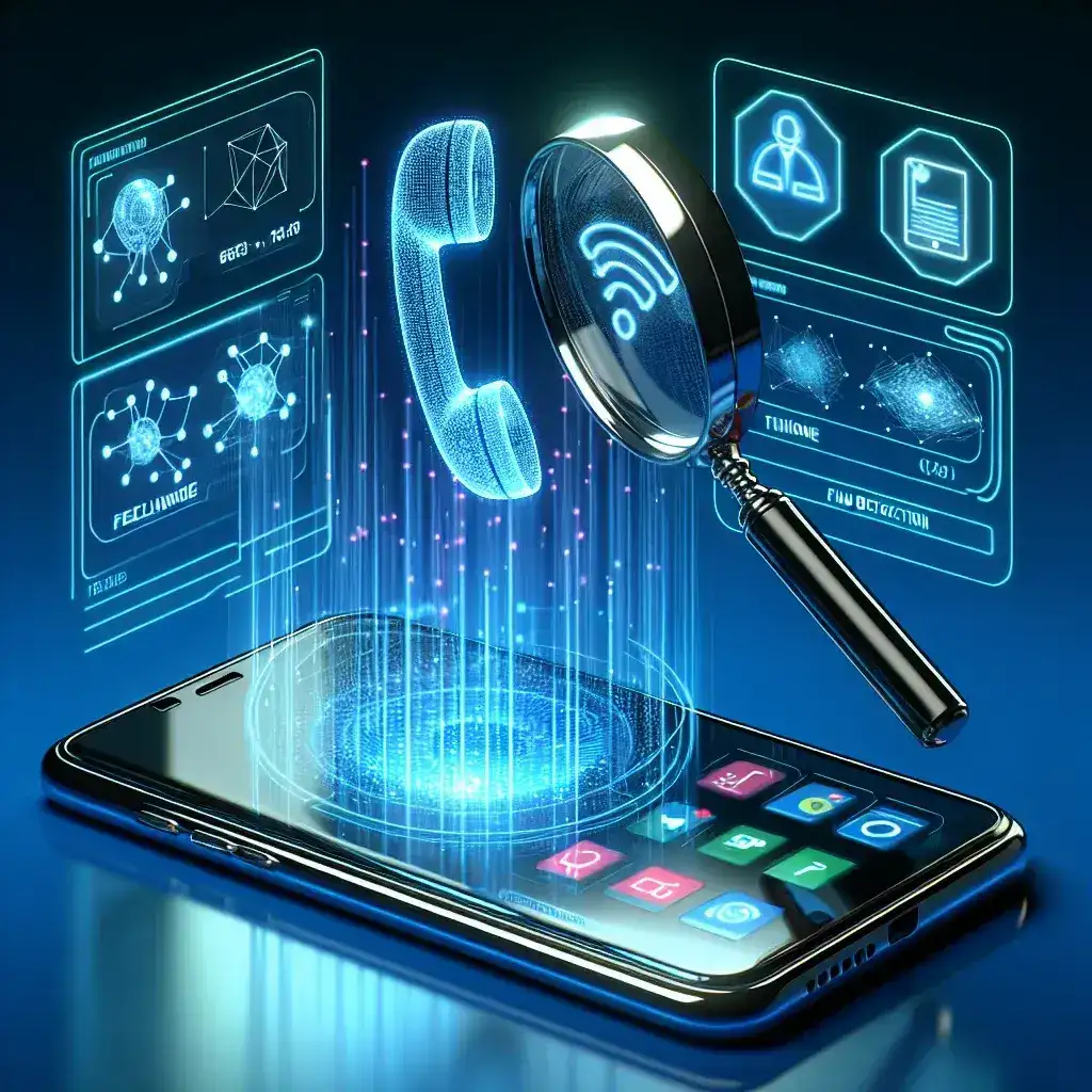 "Ilustrasi AI pendeteksi penipuan telepon yang dikembangkan oleh Google untuk Android 16, menampilkan antarmuka pengguna yang modern dengan ikon telepon dan grafik keamanan."